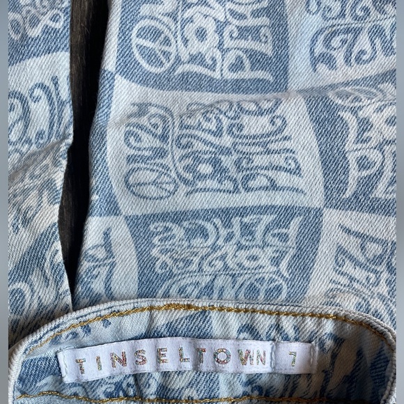 7 Peace & Love blue denim ripped jeans. High waist. Wide legs. - Picture 6 of 6